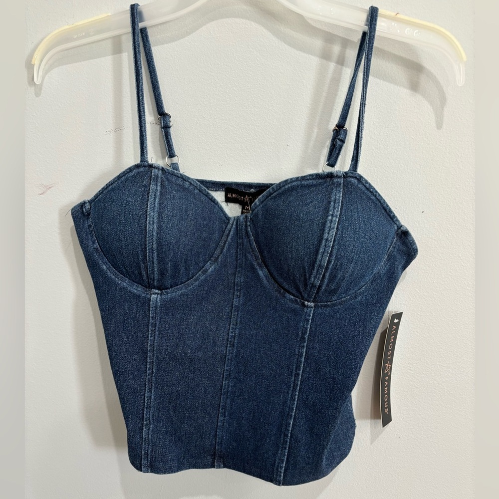 Denim crop tank